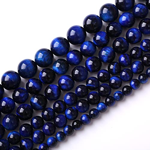 Natural Stone Lapis Blue Tiger Eye Beads Round Loose Spacer Beads for Jewelry Making DIY Bracelet Necklace 4mm 90pcs