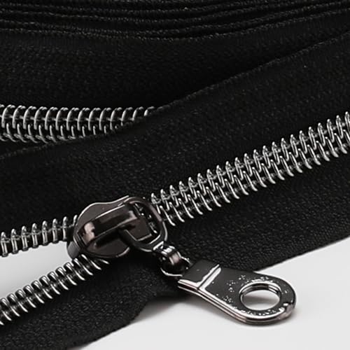 The Yards 10 Yards Bulk Black Nylon Coil Zipper with Gunmetal Teeth