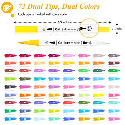 72 Colors Double Tip Brush Pen Art Markers for Adult Coloring Books (72 Count)