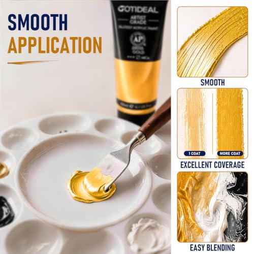 Metallic Gold Acrylic Paint Tubes (4.1 Fl Oz)