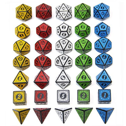 Double Colors Polyhedral Dice Sets with Pouches for D&D DND RPG MTG Dungeon and Dragons Table Board Roll Playing Games D4 D6 D8 D10 D% D12 D20