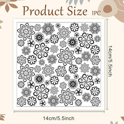 Lace Flowers Polymer Clay Texture Sheets Geometric Flowers Silicone Texture Stamp Clay Texture Mat Modeling Pattern Pad Texture Sheets for Jewelry and Clay Earrings Tools
