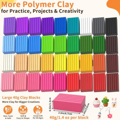 118 Pcs Polymer Clay Kit 36 Colors Oven Bake Clay 40g Large Block