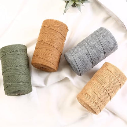 Macrame Cord 2mm x 382yards Natural Macrame Cotton Rope Colored Macrame Rope Soft Cotton Cord Macrame Supplies Craft Rope Macrame Yarn for Plant Hanger Wall Hanger Dreamcatcher (1136 Foot)