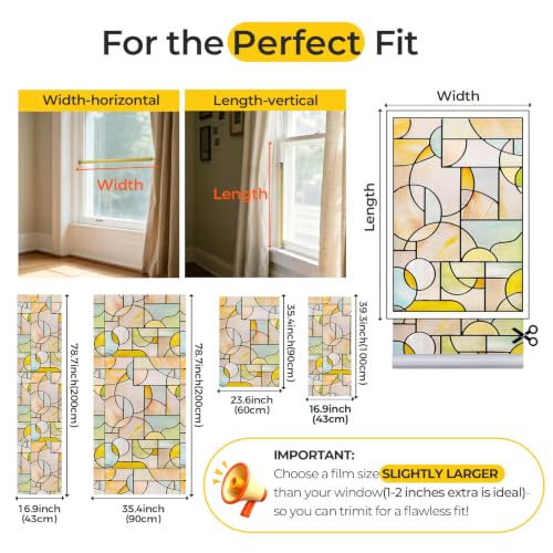 3D Stained Glass Window Privacy Film Decorative Non