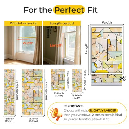 3D Stained Glass Window Privacy Film Decorative Non