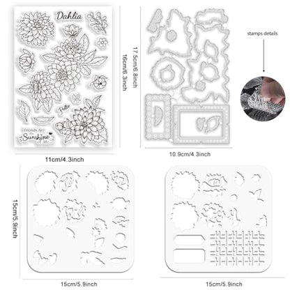 Realistic Dahlia Layering Stencils Set for Card Making