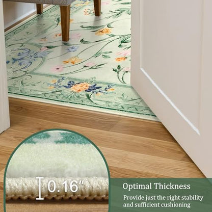 Green Floral 8x10 Area Rug for Living Room (80 Sq Ft)
