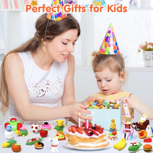 90 Pcs Mini Animal Erasers (90 Count)