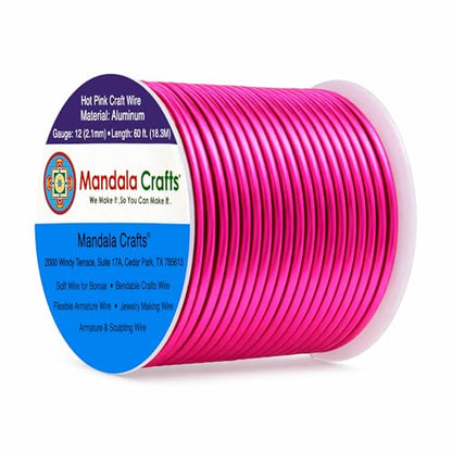 12 Gauge Hot Pink Anodized Aluminum Craft Wire (60 Foot)