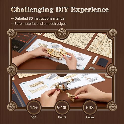 LED 3D Wood Puzzle Fantasy Airship Model (648 Count)