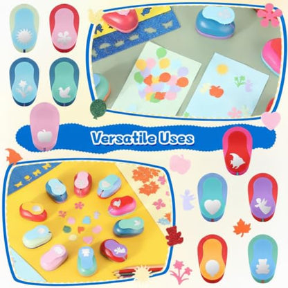 10 Pcs Craft Hole Punch Shapes 1 Inch Paper Punch Hole Mix Shapes Cutters for Paper Crafting Scrapbooking Office Supplies (10 Count)