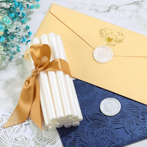15Pcs Pearl White Glue Gun Sealing Wax Sticks for Wax Seal Stamp (15 Count)