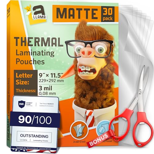 Matte Thermal Laminating Pouches 9 x 11.5 Inches (30 Count)