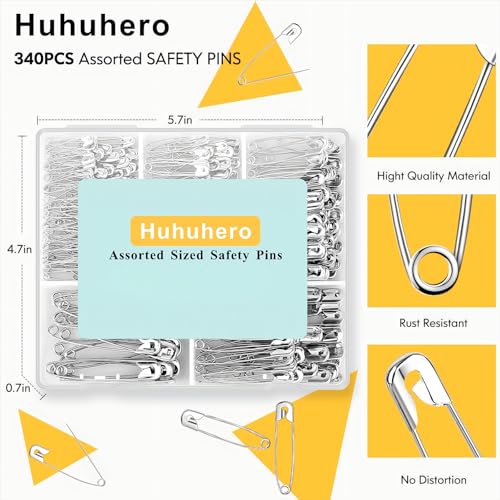 340 Pack Silver Safety Pins Assorted (340 Count)