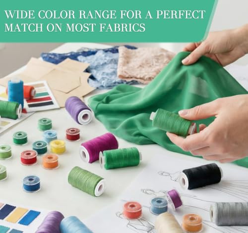 700 Yard 36 Color Sewing Thread Kit with Prewound Bobbins (2100 Foot)