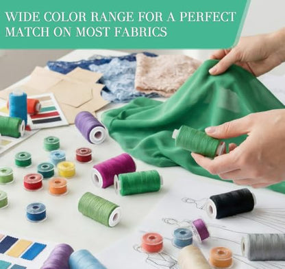700 Yard 36 Color Sewing Thread Kit with Prewound Bobbins (2100 Foot)