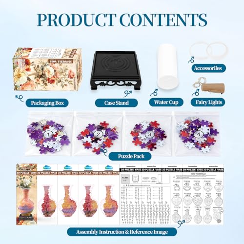 3D Puzzle Vase for Adults with 164 Plastic Pieces (164 Count)
