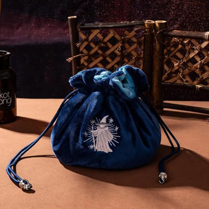 Large Dice Bags with Pockets Navy Blue Storage Bag for DND RPG Games