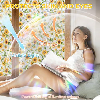 Rainbow 3D Window Stained Glass Privacy Film Decorative