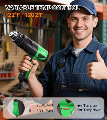 Heat Gun 1800W Variable Temperature Hot Air Gun with 4 Nozzles