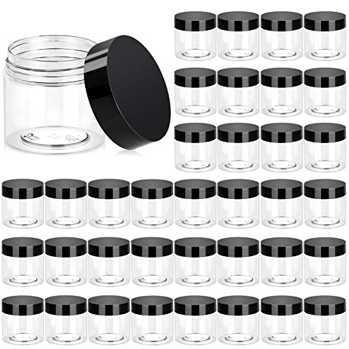 36 Pack 2 OZ Plastic Jars Clear Cosmetic Container with Lids (36 Count)