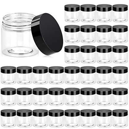 36 Pack 2 OZ Plastic Jars Clear Cosmetic Container with Lids (36 Count)