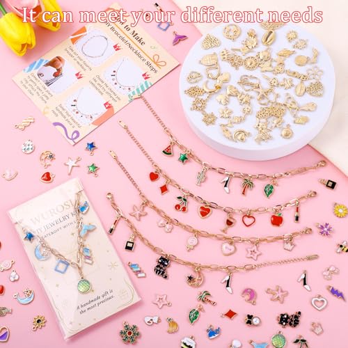413Pcs Gold Charm Paperclip Charm Bracelet Making Kit for Beginner (413 Count)