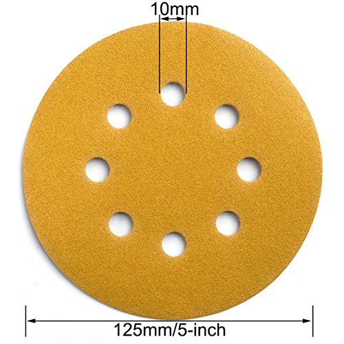 5-Inch 8-Hole Hook and Loop Sanding Discs 180-Grit, 50-Pack (50 Count)