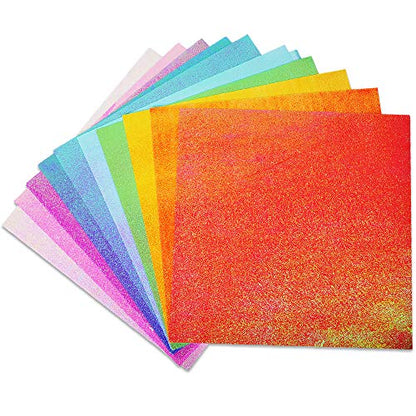 50 Sheets Shiny Origami Paper 10 Color Square Iridescent Origami Paper (50 Count )