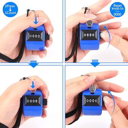 2 Pack Hand Tally Clicker Counter 4 Digit for Sport Red Blue