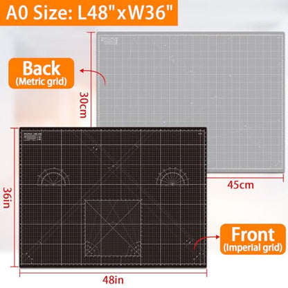 Self Healing Cutting Mat A0 36"x 48" Double Sided Black Mat