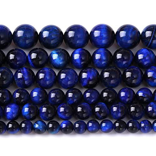 Natural Stone Lapis Blue Tiger Eye Beads Round Loose Spacer Beads for Jewelry Making DIY Bracelet Necklace 8mm 48pcs (16 Count)