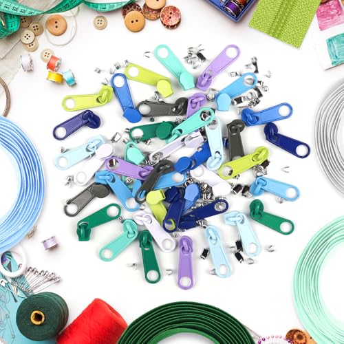31 Yards 28 m 10 Pieces Sewing Zippers #3 Nylon Coil Zippers Assorted Zipper for Sewing with 40 Zipper Sliders for DIY Tailor Sewing Crafts Supplies (10 Count)