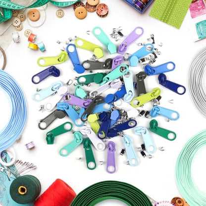31 Yards 28 m 10 Pieces Sewing Zippers #3 Nylon Coil Zippers Assorted Zipper for Sewing with 40 Zipper Sliders for DIY Tailor Sewing Crafts Supplies (10 Count)