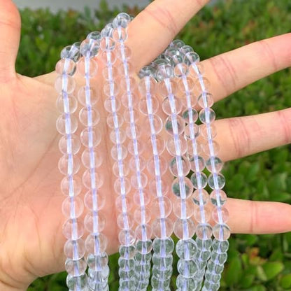 45pcs Adabele Natural Grade A Clear Crystal White Quartz Healing Gemstone 8mm Round Loose Beads Gem Stone Spacer for DIY Craft Jewelry Making GE1 (47 Count)