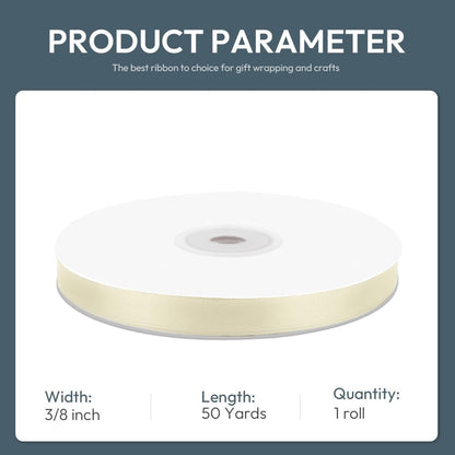 KMER LIFE 3/8/ Wide x 50 Yards Ivory Single Faced Polyester Satin Ribbon, Ivory Satin Ribbon Perfect for Wedding Decor, Wreath, Crafts, Gift Wrapping & Other Projects (Ivory) - Crafty Corner