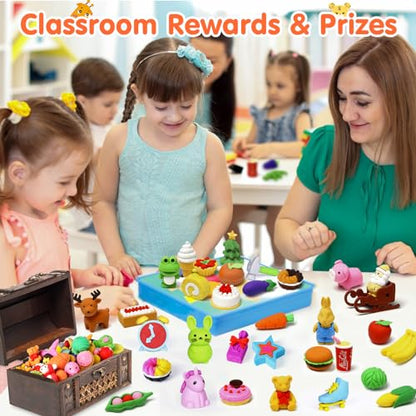 90 Pcs Mini Animal Erasers (90 Count)
