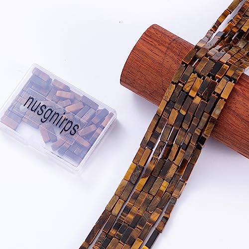 Natural Yellow Tiger Eye Rectangle Tube Beads 4x13mm 38cm (28 Count)