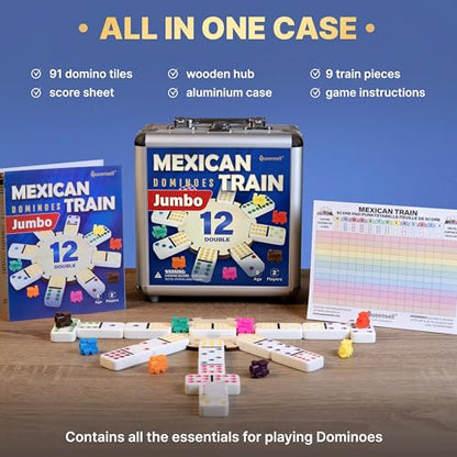 Mexican Train Dominoes Set with Jumbo Tiles