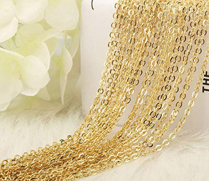 Wholesale 12 PCS Gold Plated Brass Flat Cable Chain