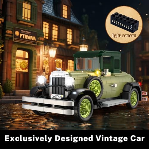Vintage Cars Building Sets for Adults with Lights 50001 (1297 Count)