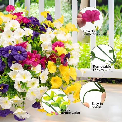 16 Bundles Artificial Flowers for Outdoor Spring Summer Decoration (16 Count)