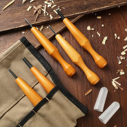 5 Pcs Linoleum Carving Tool Set Wood Handle Linocut (5 Count)