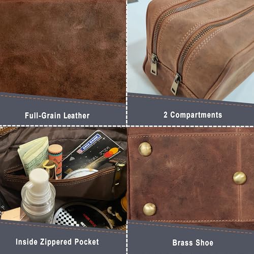 Leather Travel Toiletry Bag for Men