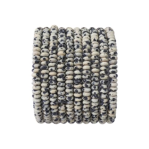 Natural Dalmatian Disk Stone Beads 4x2mm 160pcs Rondelle Loose Semi Gemstone Beads for Jewelry Making Design (160 Count)