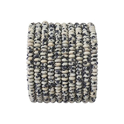 Natural Dalmatian Disk Stone Beads 4x2mm 160pcs Rondelle Loose Semi Gemstone Beads for Jewelry Making Design (160 Count)