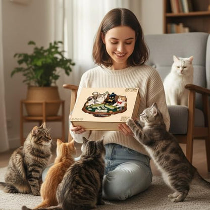 Cats Mahjong Puzzles Adults Gifts Wooden 145 Pieces (145 Count)