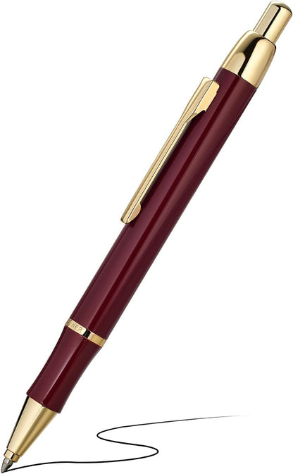 BEILUNER Luxury Gel Pen with 24K Gold Electroplating Finish, Red Piano Lacquer, Luxury Grade Craftsmanship, Best Gel Pen Gift Set for Men and Women