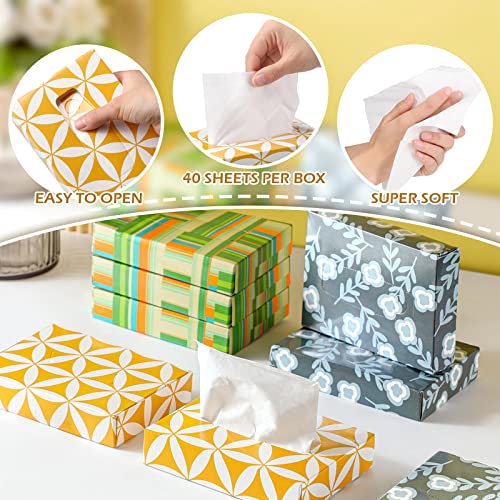 24 Packs 960 Sheets Tissue Cube Car Facial Boxes Disposable Facial Travel Tissues Holder Soft Watercolor Boxes 2 Ply 40 Sheets for Wedding Household Car Kitchen Bathroom (960 Count)